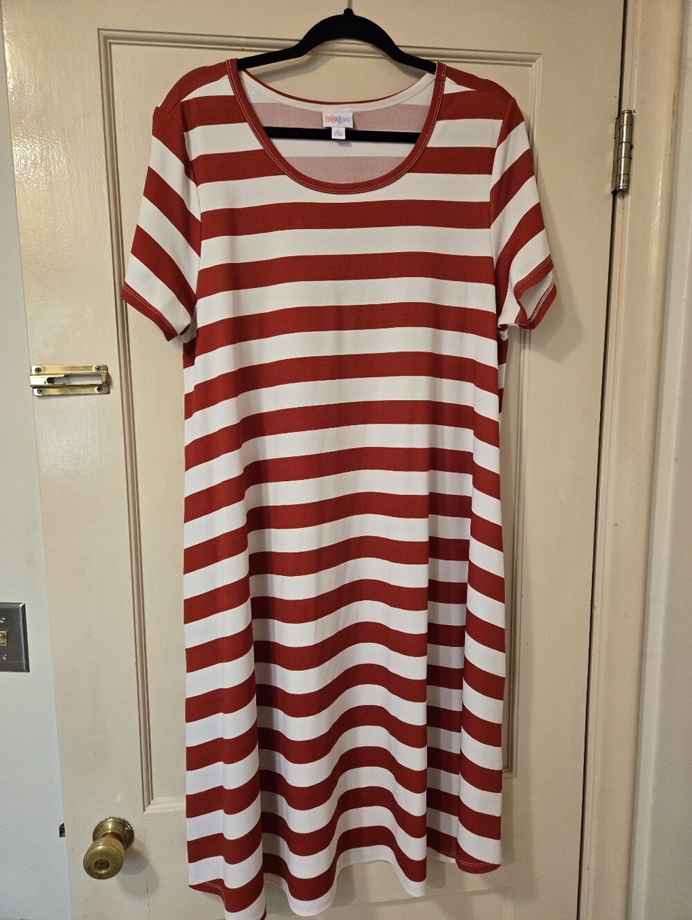 Lularoe Jessie Striped Red and White Casual Women’s Dress